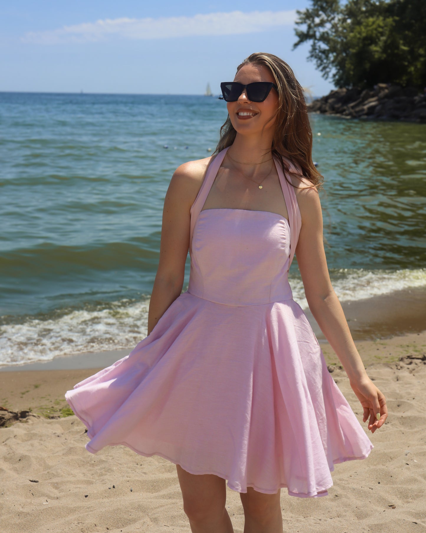 LINEN SKATER DRESS