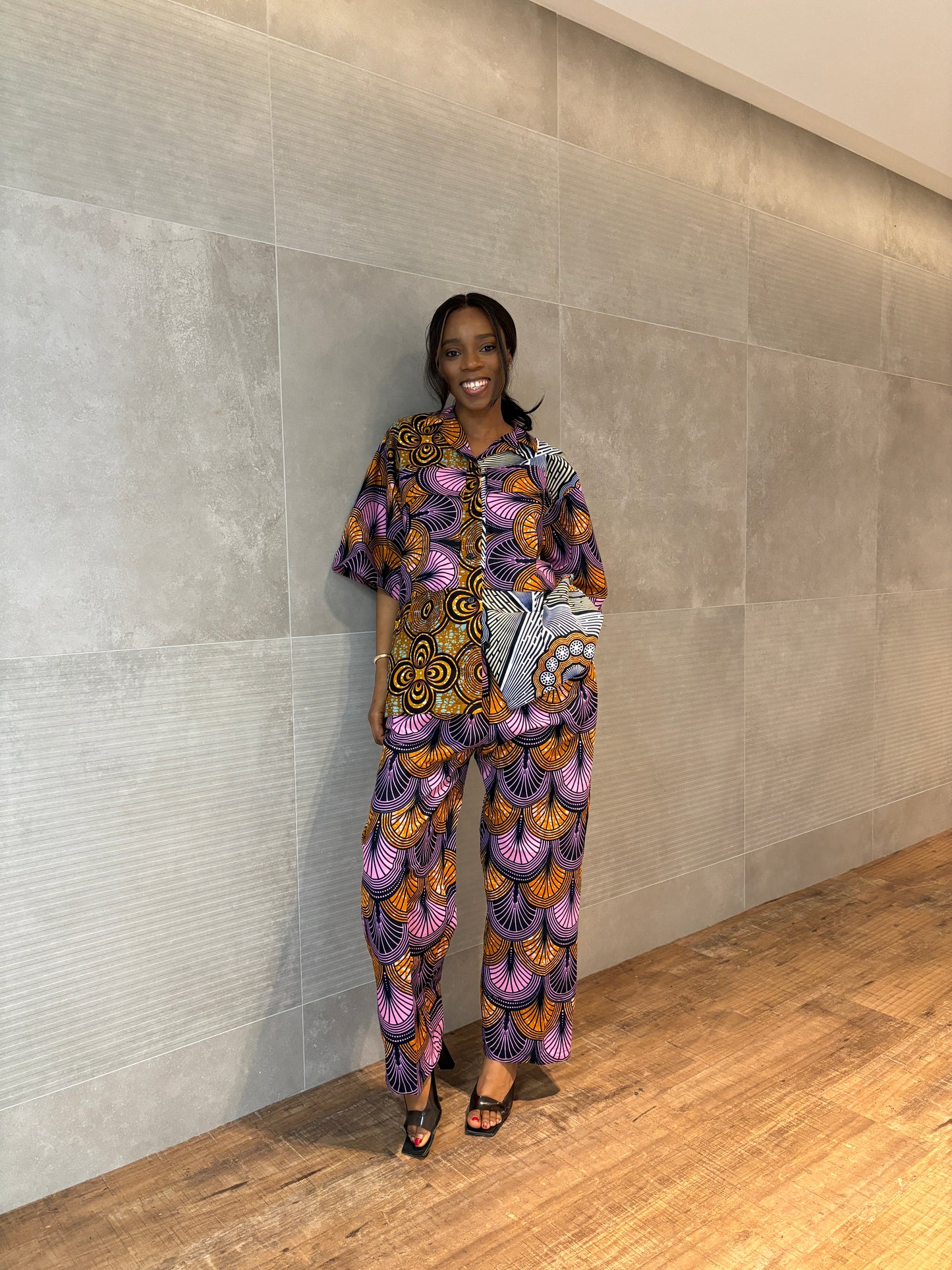 MIXED PRINT PANT SET