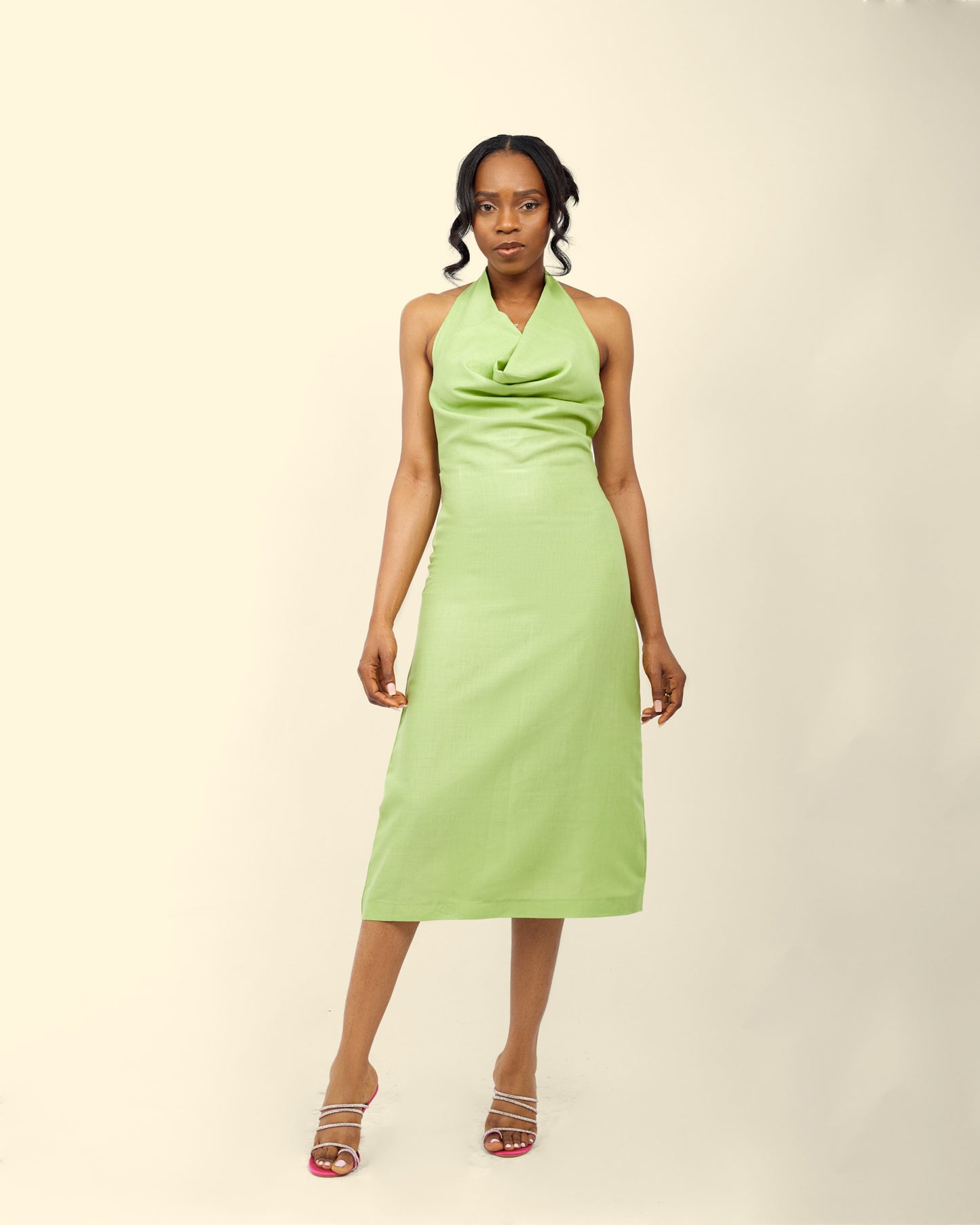 HALTER LINEN DRESS
