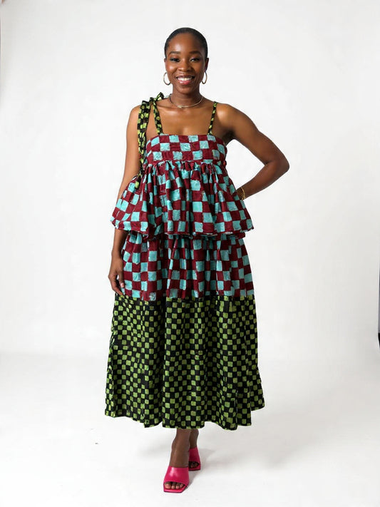 ADIRE TIERED DRESS