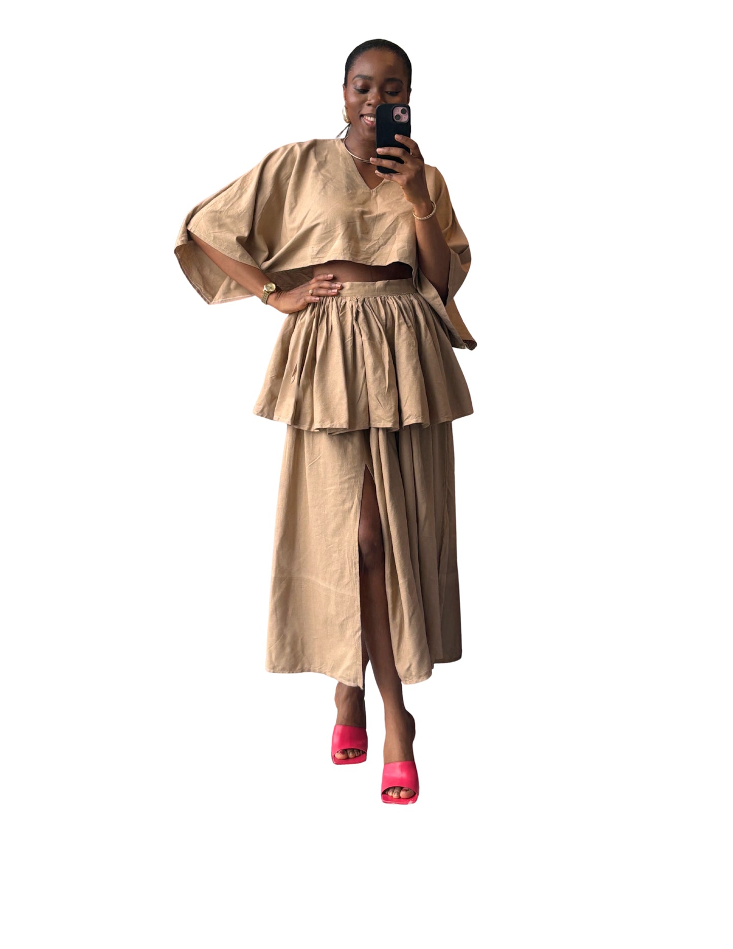 LINEN MIDI SKIRT SET