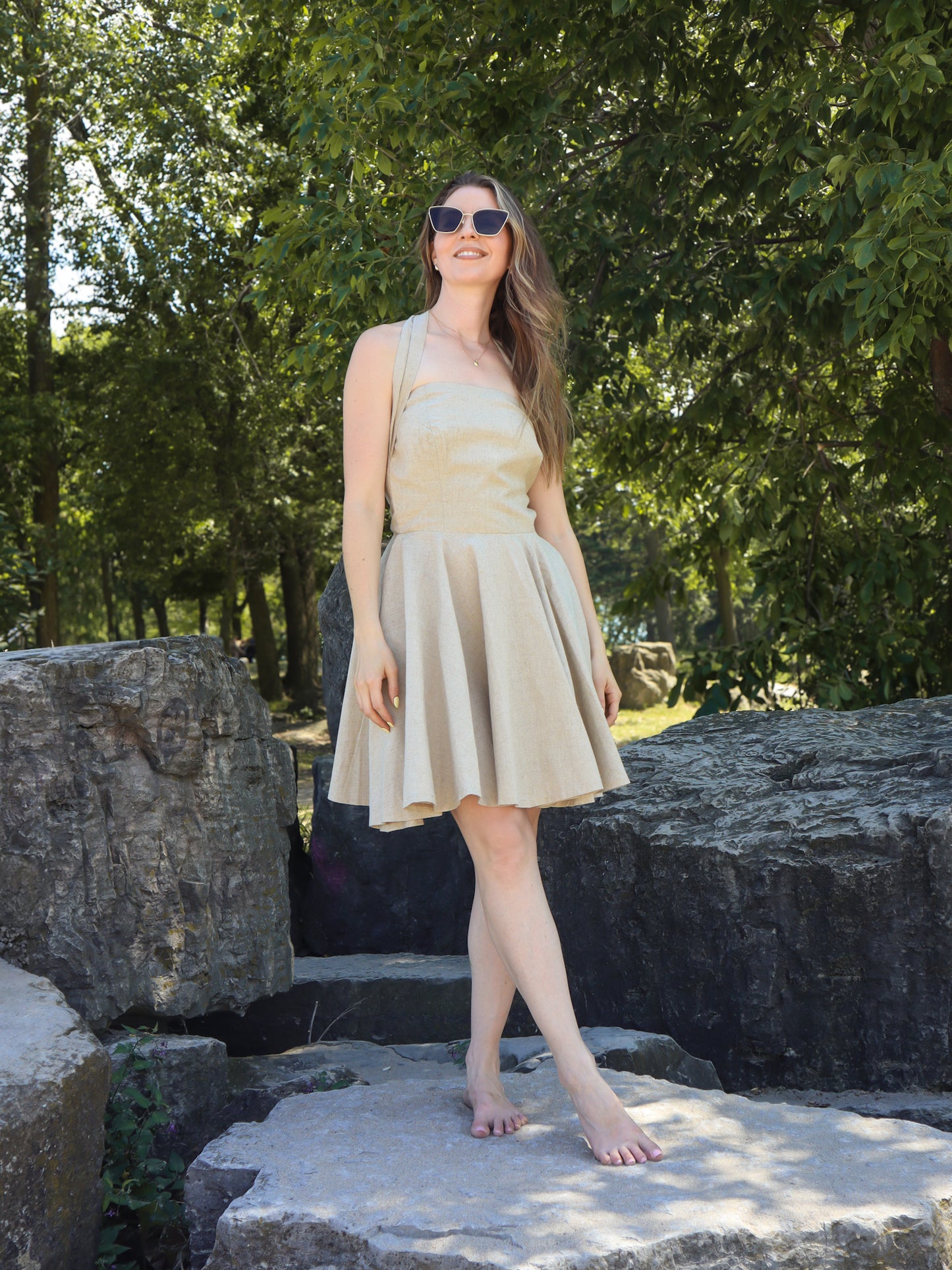 LINEN SKATER DRESS