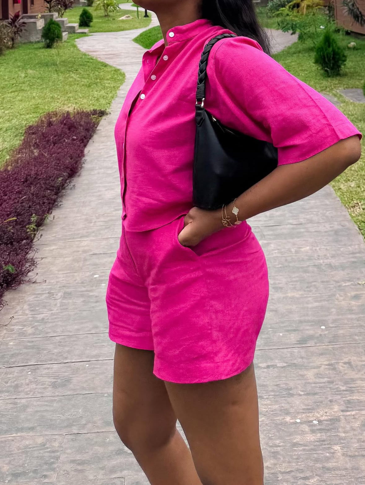 LINEN BISHOP-NECK SET