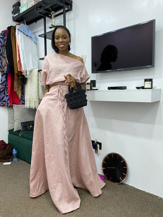 LINEN MAXI SKIRT & CROP SET