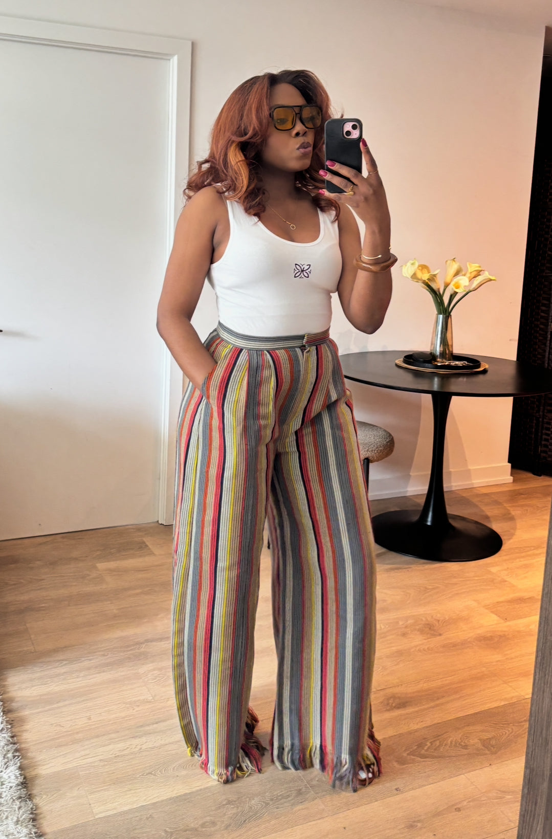 FRINGED ASO-OKE TROUSER